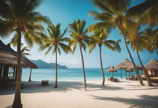 Skøn strand med palmer